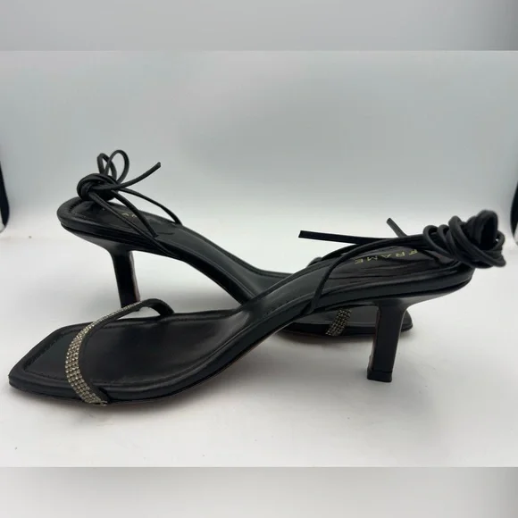 FRAME Le Ozzie Ankle Tie Sandal Black Leather Women’s SZ EU38.5  MSRP $468 - Picture 9 of 15